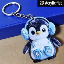 1pc Cute 2D Acrylic Penguin Keychain/Keyring - Decorative Item, Featuring Whimsical Christmas Design, Perfect For Friends Who Love Decorating Their Space, Ideal For Home And Holiday Decoration - Multicolor - View 8