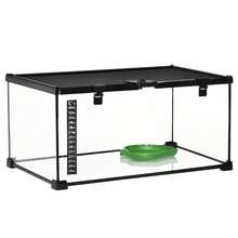 Reptile Terrarium, Reptile Feeding Box, Glass Terrarium For Amphibians And Arachnids With Thermometer, Reptile Breeding Box 50 X 30 X 25 - Black + Glass - View 9