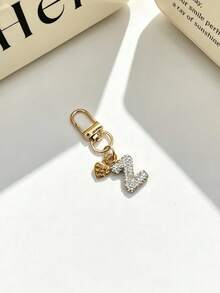 1pc Sparkling Rhinestone Inlaid 26 Letters Heart Pendant Car Key Bag Charm Necklace Friendship Couple Gift - Random Styles - View 34