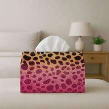1pc Tissue Box Cover, Pink Leopard Print Texture - Soft Animal Print, Durable Polyester Fabric, Multi-Functional Napkin Holder, Suitable For Home, Car And Party Decoration, Tissue Box Cover, Napkin Holder, Tissue Box Sleeve - A - View 7