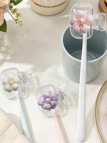 Cherry Blossom Pattern Portable Toothbrush Cap, Transparent Travel Toothbrush Storage Box, Toothbrush Head Protective Clip, Toothbrush Storage Clip, Toothbrush Dust-Proof Protective Cover, Portable Design Easy To Carry, Dust-Proof Cap, Suitable As Gift For Couples, Friends, Family, Teachers, Travel Enthusiasts, Essential For Home, Dorm, Vacation, Suitable For Birthday Gift, Back To School Gift, Wedding Accessory, Spring/Summer Essential - A - View 8