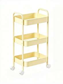 1 Pack 3-4Tier Heavy-Duty Metal Rolling Utility Cart, Modern Solid Color Freestanding Mobile Storage Organizer Trolley With Raised Edge For Kitchen Bathroom Living Room Office, Christmas Thanksgiving Home Organization Gift - Multicolor - View 14