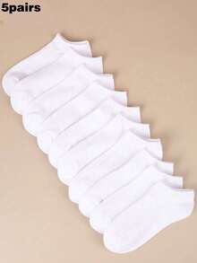 20 Pairs Women's White Boat Socks, Sweat-Absorbent Breathable Comfortable Invisible Socks, Suitable For Daily Wear, Sports, Business Socks, Unisex, All Seasons, Best Gift Choice For Holidays - White - View 6