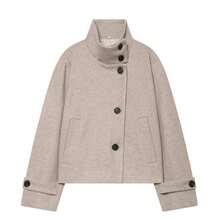 GDDYIN Women's Autumn New Vintage Commuter Stand Collar Short Wool Coat - Beige - View 4