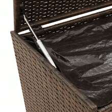 vidaXL Patio Storage Box Poly Rattan Brown - Brown/50" X 21.7" X 22"/23.4" - View 8