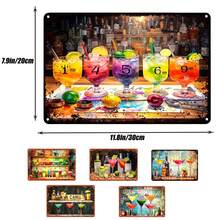 Home Decor Iron Plate Painting Sign Cocktail Pattern Iron Plate Painting Decorative Hanging Ornament - Cocktail Pattern Tin Sign - View 3