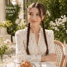 2pcs/Pack Braided Ponytail Hair Extensions, Straight Synthetic Hair Extensions, Elastic Band Long Double Ponytail Hair Bundles, Suitable For French Braids, Dutch Braids And Daily Hairstyles - Light Brown - View 8