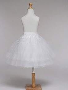 1pc White Ballet Tulle Mini Petticoat, Stiff Mesh Tutu Skirt, Suitable For Dance Performance And Dress Matching - Three-layer Boneless Uneven Skirt Support - View 2