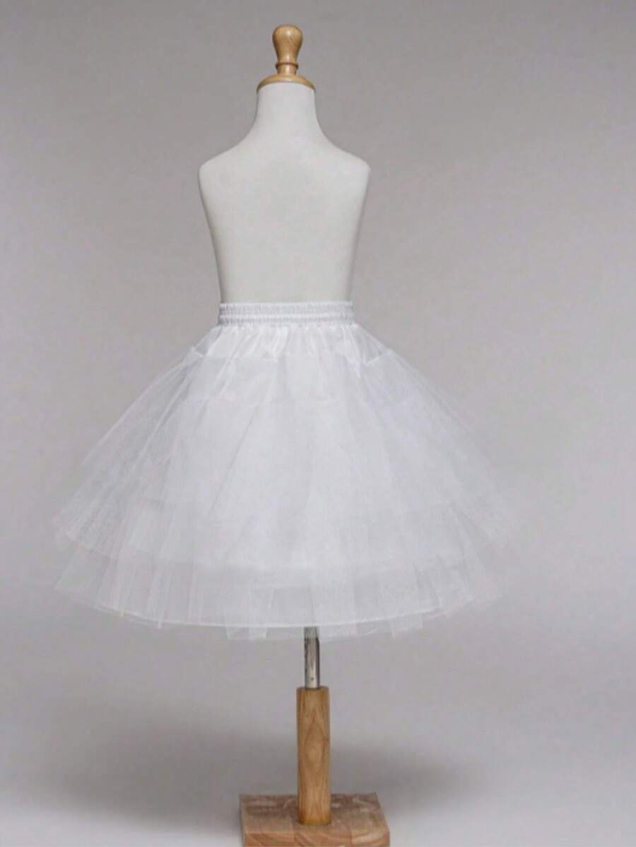 1pc White Ballet Tulle Mini Petticoat, Stiff Mesh Tutu Skirt, Suitable For Dance Performance And Dress Matching - Three-layer Boneless Uneven Skirt Support - View 1