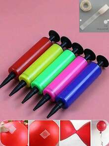 3pcs Manual Balloon Pump (Random Color), Suitable For Weddings, Birthdays, New Year, Parties, Halloween, Thanksgiving And Christmas And Other Occasions. - Multiple Styles - View 4