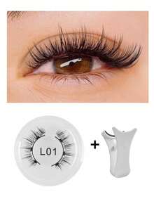 1/2 Pairs Magnetic False Eyelashes Set With Professional Applicator Tweezers, Reusable Glue-Free Cartoon Style Natural Long Fluffy Soft Synthetic Lightweight Eye Makeup Tool, Suitable For Beauty, Travel, Party, Holiday And Rave Makeup - Multicolor - View 2