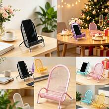 1pc Cute Chair Shaped Phone Stand, Universal Slouchy Desktop Phone Holder, Stable Non-Slip Bedside Stand, Phone Accessories, Office Desk Accessories - Multicolor - View 3