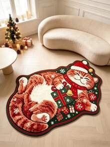 1pc Cute Orange Cat Shaped Plush Rug, Decorative Carpet, Bedroom Decor, Small Rug, Carpet, Home Decor, Living Room Rug, Living Room Small Rug, Bedroom Rug, Living Room Home Decor, Outdoor Rug, Washable Carpet - Multicolor - View 5