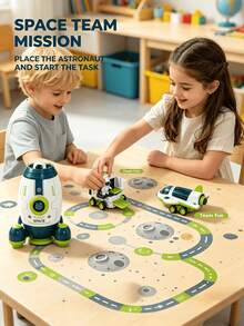 Children's Space Adventure Toy Set Rocket Spaceship Toy Space Shuttle Moon Rover Vehicle Set Astronaut Figure Play Set Galaxy Exploration Mission Toy Inertia Gliding Immersive Space Role-Play Fun Educational Toy Family Leisure Interactive Suitable For Boys And Girls 3 Years And Above Creative Birthday Gift Halloween Christmas Gift - Multicolor - View 11
