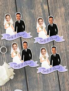UNICCUT Customized Wedding Groom Bride Stickers Personalized Head And Face Decoration Stickers Labels Wedding Engagement Decoration - Multicolor - View 6