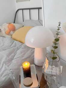1pc Mushroom Glass Table Lamp, USB Powered LED Bedside Lamp, Aesthetic Glass Desk Lamp For Bedroom Living Room Study, Cute Room Decor Atmosphere Night Light, Home Decoration - one-size - View 6