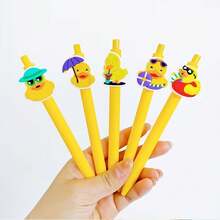 16pcs Cute Duck Retractable Ballpoint Pens, Fun Cartoon Duck Signature Ballpoint Pens, Suitable For Children, Students, School And Office Supplies - Multicolor - View 5