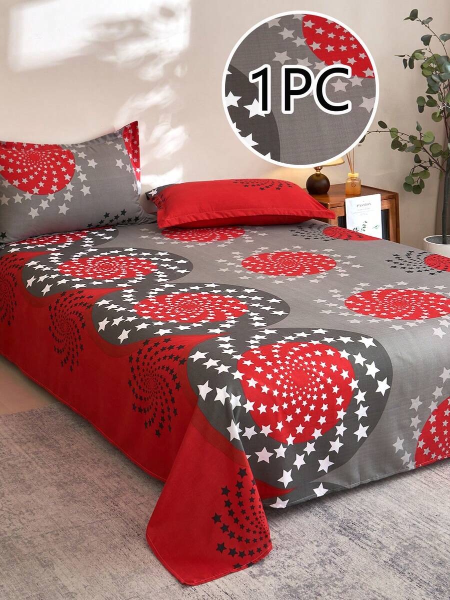 1pc Ultra Soft Printed Bed Sheet, Lightweight As Clouds, Breathable And Soft, Suitable For Various Bed Sizes - Single, Double, Queen, King. Machine Washable, Essential For Home And Student Dorms, Back To School Season Must-Have, Suitable For All Seasons, Room Decor - Multicolor - View 1