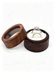 Kotak Cincin Kayu yang Dipersonalisasi, Kotak Penyimpanan Cincin Pertunangan dan Pernikahan yang Diukir, Kotak Hadiah Perhiasan Lamaran Berbentuk Hati, Cocok untuk Pasangan, Pengantin Wanita, dan Pengantin Pria - MultiWarna - View 5