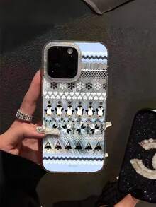 1pc Cute Phone Case, Cartoon Penguin Snowflake Knit Style Smartphone Case, Winter Themed Smartphone Case Pattern, Clear Smartphone Protective Cover Compatible With IPhone16 Smartphone Case & IPhone17 Smartphone Case, Shockproof Protective Shell For IPhone11 12 13 14 15 16 17 18Pro Max - Multicolor - View 3
