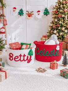 Customized Christmas Gift Basket, Christmas Party Gift Basket, Personalized Christmas Gift Basket With Name, Holiday Decoration Gift, Christmas Decor, Christmas Gift - Multicolor - View 9