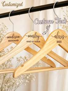 Personalized Wooden Wedding Hanger, Bride Hanger, Bridesmaid Gift, Customized Name Hanger Gift, Wedding Dress Hanger - Multicolor - View 2