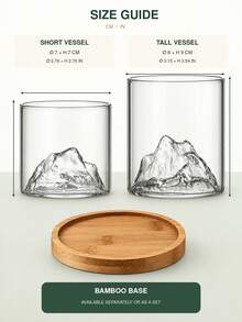 Creative Floating Mountain Landscape Glass Plant Terrarium, Dual-Use Moss Bonsai & Hydroponic Flower Vase, Bamboo Wood Base Collectible Display Ornament, Suitable For Photos, Stones, Shells And Other Small Items, Modern Home Desktop Decor, Multiple Sizes Available - A - View 2
