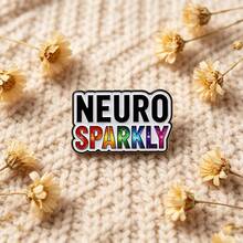 "Neuro Sparkly" Rainbow Enamel Pin, Slogan Lapel Badge, Neurodivergent Pride Brooch For Backpack Jacket Clothes, Jewelry Gift For Man Women Friends - Multicolor - View 5