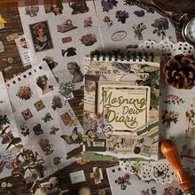 1pc Classical Notebook Sticker Book, Vintage Character & Floral Sticker Book, Scrapbooking Collage Material, Diary Photo Album DIY Decorative Stickers, Stationery Sticker Gift, Scrapbook Thin Stickers And Decorations, Handmade Art DIY Stickers, Holiday Gift - Sticker Book - View 7