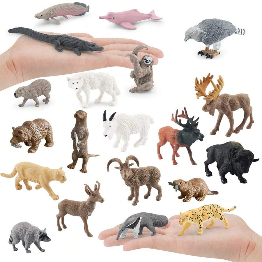 8PCS/12PCS Realistic Wild Animal Model Set Capybara Sloth Crocodile Dolphin Figurines Early Education Cognitive Toys Gift For Boys - Multicolor - View 1