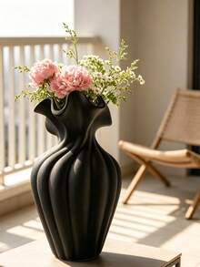 1pc Modern Wavy Vase, Carved Neck Design, Elegant Floral Centerpiece Decor, Suitable For Home Decor, Wedding Table Setting, Minimalist Living Room, Bohemian Style, Small And Large Sizes Available, Perfect For Rose And Baby's Breath Floral Arrangements - Multicolor 1 - View 8