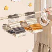10pcs Wide‑Shoulder Thick Non-Slip Traceless Clothes Hangers, Wet & Dry Dual‑Use Non‑Slip Hangers, 360° Swivel Hook, Space‑Saving Closet - Multicolor - View 1