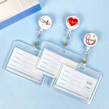 1 Set Doctor/Nurse Transparent Badge Card Holder, Retractable Badge Reel, Medical Element ID Card Clip - Multicolor - View 2