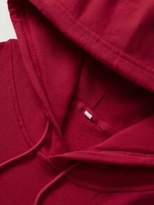 Autumn Maldives Floral Print Women's Hoodie With Drawstring Y2K - Red - View 3