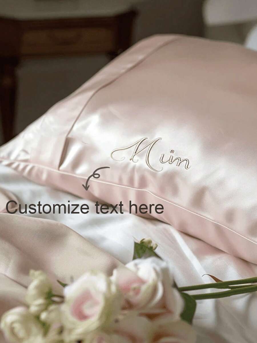Sarung Bantal Satin Bordir yang Dipersonalisasi, Sarung Bantal Satin, Sangat Lembut & Bernapas, Tanpa Isi, Dirancang untuk Tidur Wanita, Sarung Bantal Bordir Sutra Murni yang Dipersonalisasi, Hadiah Pengantin/Pernikahan, Hadiah Kustom untuk Rumah