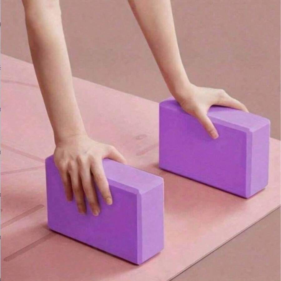 2pcs Yoga Bricks Soft Non-Slip With Beveled Edge Design, Suitable For Yoga, Meditation, Pilates And Other Sports. Helps Deepen Stretching And Improve Flexibility, Non-Slip Wear-Resistant High-Density Bricks, Enhances Flexibility Training Equipment, Lightweight And Durable Support Blocks - Purple - View 1