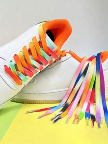 3-Color Gradient Flat Polyester Woven Shoelaces, Personalized Sports Shoes & Sneakers Decorative Shoe Accessories, Colorful Shoelaces - Multicolor - View 1