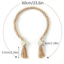2pcs/Set Wooden Magnetic Curtain Tiebacks, Handmade Rope Curtain Straps, Bohemian Style With Geometric Wooden Beads And Handmade Tassels, Rustic Home Decor Tassel Curtain Tiebacks - Multicolor - View 7