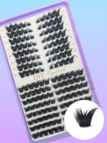 384 Clusters 4 Styles Black Mixed Length Dense Fluffy DIY Eyelash Extensions, Home Use Voluminous Single Cluster Mink-Like False Eyelashes - D - View 4