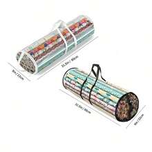 Multi-Color Wrapping Paper Storage Bag, Vertical Cylindrical Organizer With Transparent Window And Reinforced Handle, Waterproof And Dustproof Large Capacity, Suitable For Wrapping Paper, Ribbons, Bows And Handmade Crafts Ideal For Closet,Craft Room - Multicolor - View 12
