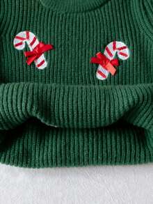 Sweater Rajut Lengan Panjang Leher Bulat Bordir Lucu untuk Hadiah Natal Anak Perempuan, Cocok untuk Natal, Sehari-hari, Pesta, Musim Semi, Musim Gugur, Musim Dingin - Hijau - View 6