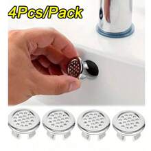 4-Piece Ceramic Countertop Sink Overflow Cover & Drain Accessories – White Decorative Bathroom Fixtures - Silver - View 3