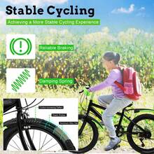 20 Inch Mountain Bike, Carbon Steel Rigid Frame, PU Sponge Cushion, Front And Rear Brakes, With Mudguards & Water Cup Holder, For Road And Mountain Riding - Green - View 9