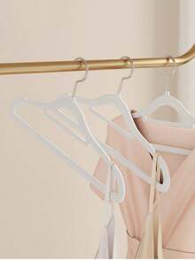 4pcs Premium Seamless Hangers, Non-Slip Clothes Hangers For Home, No Bulging Or Deformation, Wardrobe Storage Organizer, Strong Load-Bearing And Durable, Multi-Color Set, Enhance Wardrobe Style, Non-Slip Groove Design, Clothes Won't Slip Off - View 2