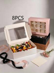 Multi-Color 12Holes Cupcake Boxes With Transparent Window, Foldable Paper Muffin Box With Insert, Bakery Packaging For Cupcakes, Muffins, Party Treats - View 9