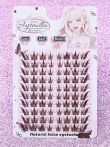 Ayrmilla C Curl 80 Bundles Brown False Eyelashes, Natural DIY Cluster False Eyelashes, Cute Cartoon Eye Makeup Effect, Eye Makeup, Eyelash Clusters, Single False Eyelashes, False Eyelashes, Beginner Essential, Charming False Eyelashes - C - View 2