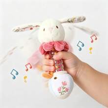 1 buah Mainan Kelinci Plush Lucu dengan Suara Hujan dan Mainan Kerincingan, Tongkat Kerincingan Kelinci Lembut dengan Suara Hujan dan Manik-manik Warna-warni, Mainan Edukasi Pendengaran Sensorik untuk Bayi Baru Lahir, Hadiah Baptisan Bayi Usia 0-12 Bulan - Berwarna merah muda - View 2