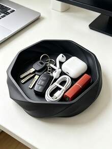 1pc Smooth Vortex Storage Tray, 3D Printed Matte PLA Decorative Tray, Multi-Functional Desktop Organizer, Suitable For Keys, Jewelry, Coins And Small Items, Suitable For Vanity, Entryway And Bedside Table Decorative Tray, Size 15.01 X 2.49cm - Multicolor - View 5
