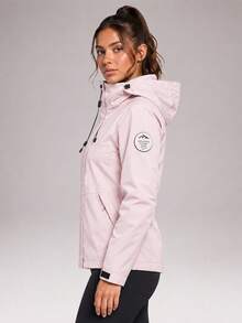 CZRLHYT 1pc Women's Hooded Zip-Up Outdoor Jacket With Pockets, Suitable For Various Outdoor Sports - Pink - View 3