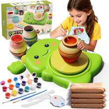 Torno De Cerámica Para Niños,Kit Completo De Pintura Y Manualidades.Juguetes Infantiles Adecuados Para Niños Y Niñas,Un Regalo Perfecto Para Cumpleaños,Halloween O Navidad - Verde - Ver 2